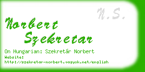 norbert szekretar business card
