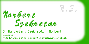 norbert szekretar business card